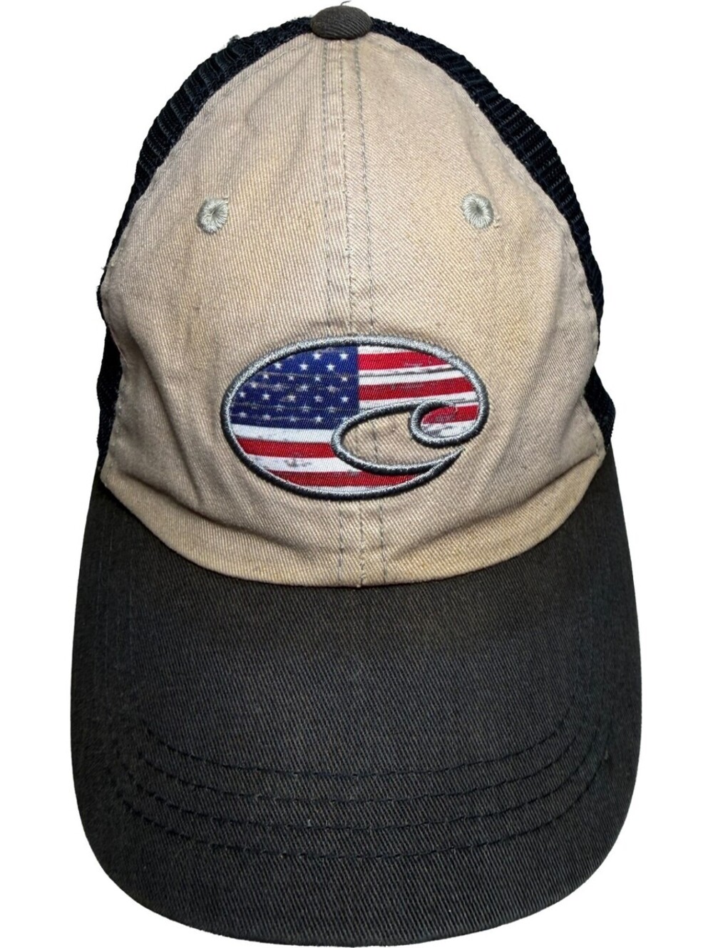 Costa Del Mar American Flag Trucker Hat Mesh Back Strabpack 1 Size Fishing Cap
